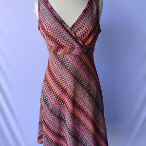 New York & Company Pink Red Pleated Midi Sundress